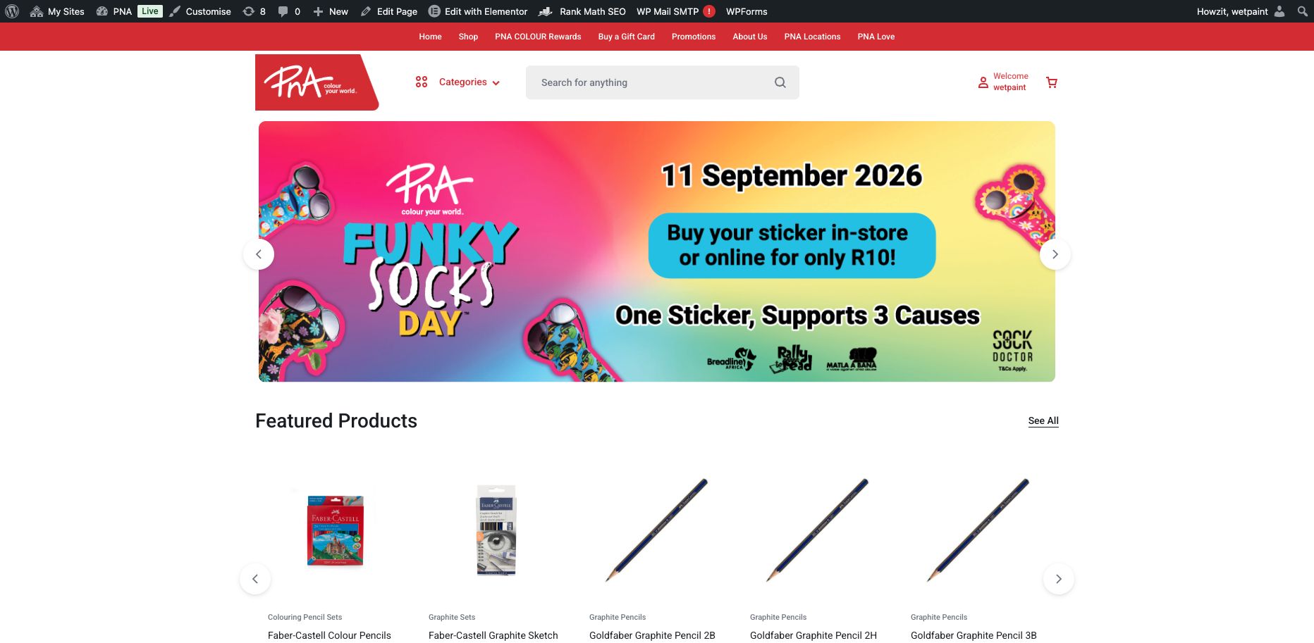 PNA desktop homepage showing the live branded retail entry experience